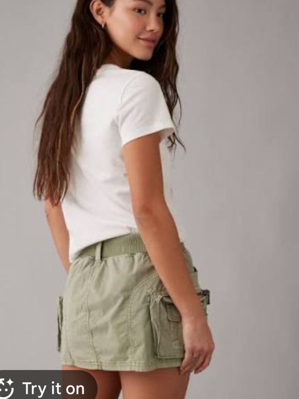 AE snappy stretch high waisted cargo mini skirt - Picture 2 of 6